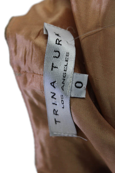 Trina Turk Womens A-Line Pleated Skirt Brown Size 0