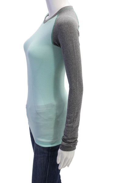 Lululemon Womens Basic Crew Neck Long Sleeve Tee Light Blue Polyester Size 4