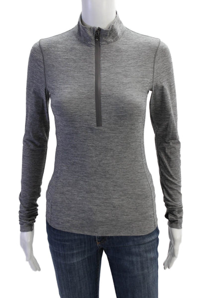 Greyson Womens Mock Neck Zip Long Sleeve Top Gray Basic Size XS