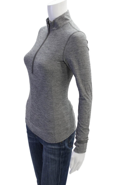Greyson Womens Mock Neck Zip Long Sleeve Top Gray Basic Size XS