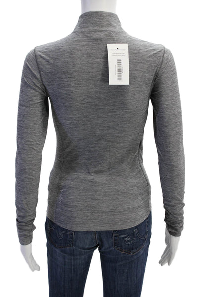 Greyson Womens Mock Neck Zip Long Sleeve Top Gray Basic Size XS