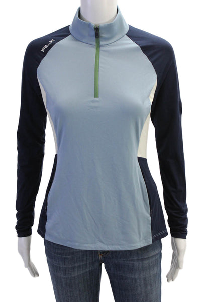 RLX Ralph Lauren Womens Dark Blue Jersey Mock Neck Long Sleeve Top Size XS