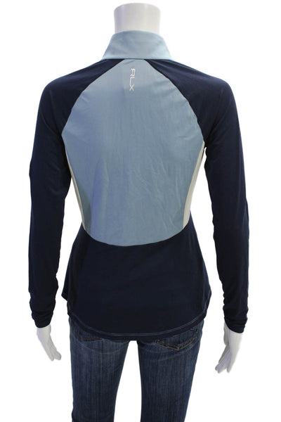 RLX Ralph Lauren Womens Dark Blue Jersey Mock Neck Long Sleeve Top Size XS