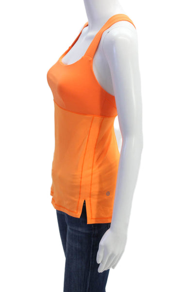 Lululemon Women Camisole Orange Nylon Square Neck Sports Sleeveless Size 4