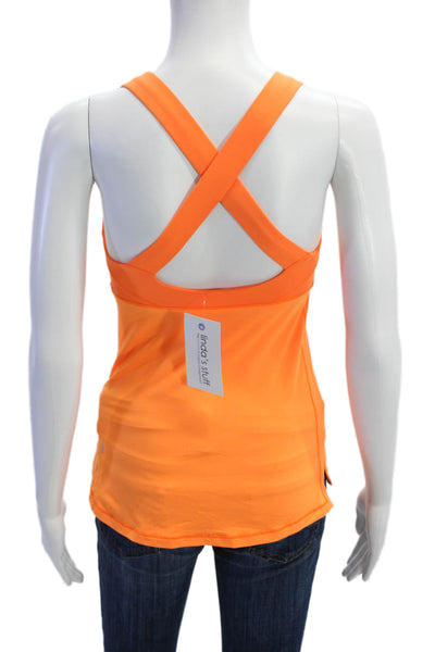 Lululemon Women Camisole Orange Nylon Square Neck Sports Sleeveless Size 4