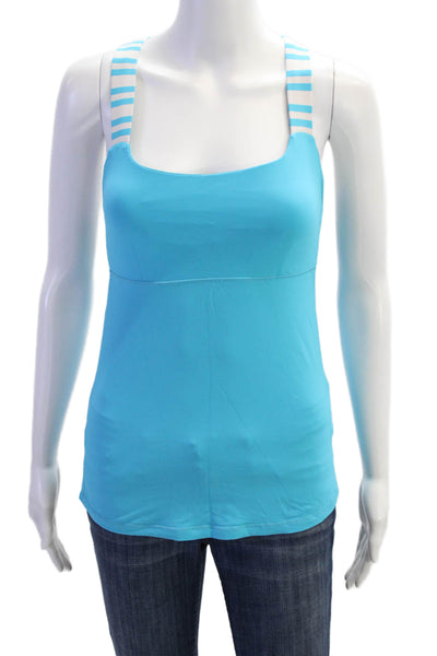 Lululemon Women Camisole Blue Square Neck Nylon Sleeveless Size 4