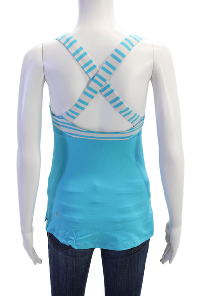 Lululemon Women Camisole Blue Square Neck Nylon Sleeveless Size 4