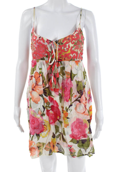 Debbie Katz Women Sundress Floral Multi-Color Drawstring Sleeveless Size S