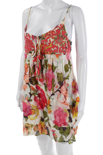 Debbie Katz Women Sundress Floral Multi-Color Drawstring Sleeveless Size S