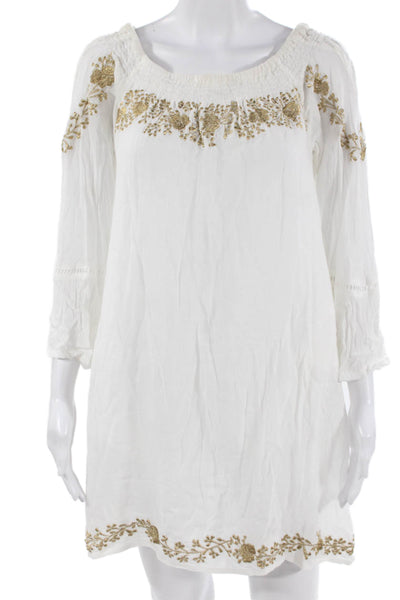Muche Et Muchette Women Kaftan Dress White Floral 100% Viscose Size One Size