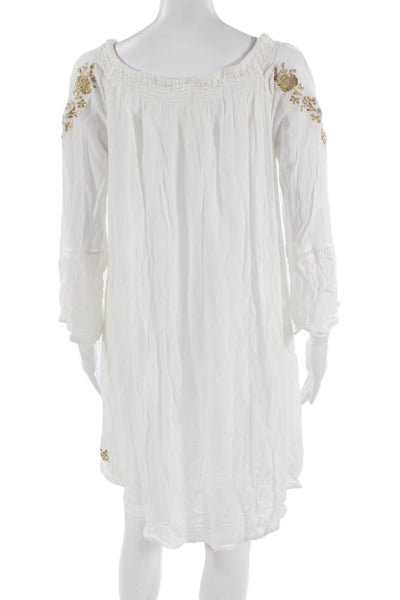 Muche Et Muchette Women Kaftan Dress White Floral 100% Viscose Size One Size