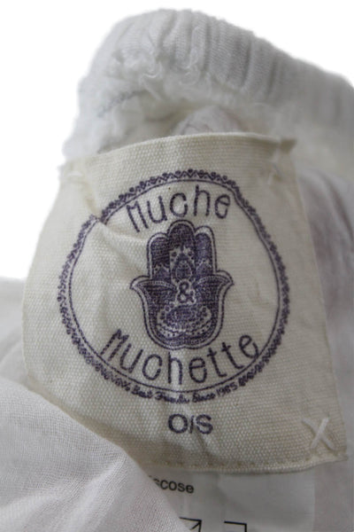 Muche Et Muchette Women Kaftan Dress White Floral 100% Viscose Size One Size