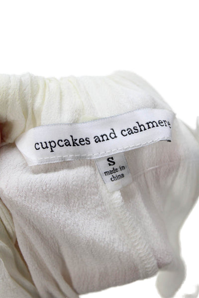 Cupcakes And Cashmere Womens White V-Neck Bohemian Tank Sleeveless Size S