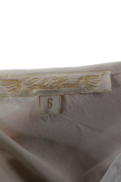 Gold Hawk Womens White Silk Sleeveless Tunic Round Neck Boho Size S