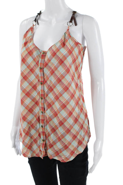 Roper Women Red Plaid Cotton Sleeveless Camisole Button-Up Cowboy Size S