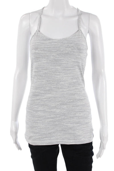 Lululemon Women Striped Gray Camisole Nylon Round Neck Sleeveless Size 4