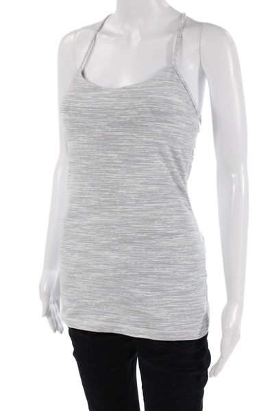 Lululemon Women Striped Gray Camisole Nylon Round Neck Sleeveless Size 4