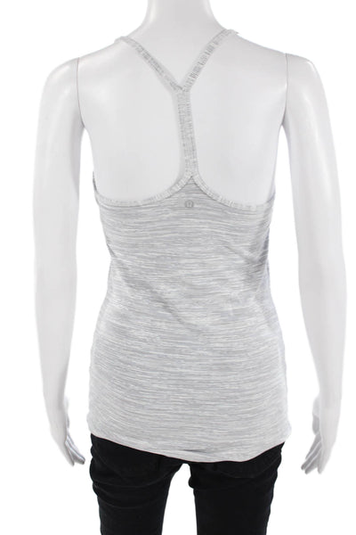 Lululemon Women Striped Gray Camisole Nylon Round Neck Sleeveless Size 4
