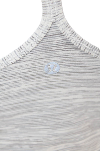 Lululemon Women Striped Gray Camisole Nylon Round Neck Sleeveless Size 4