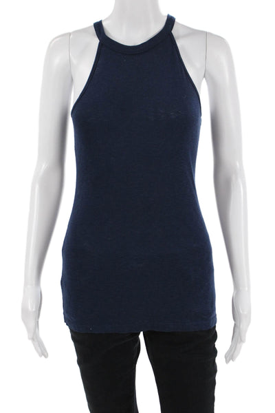 Michael Stars Women Basic High Neck Sleeveless Tank Dark Blue Size S