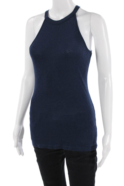 Michael Stars Women Basic High Neck Sleeveless Tank Dark Blue Size S