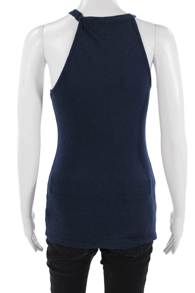 Michael Stars Women Basic High Neck Sleeveless Tank Dark Blue Size S