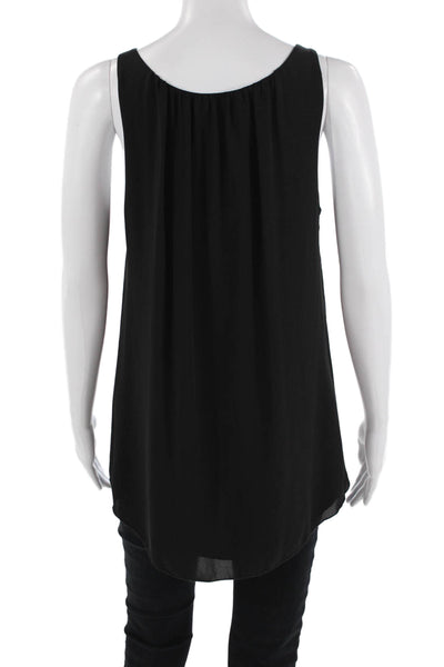 Veronica M Women Black Basic V-Neck Sleeveless Rayon Tank Size S