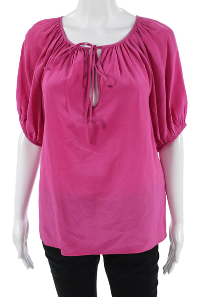 Fifteen Twenty Women Pink Silk Bohemian Blouse Short Sleeve Size S