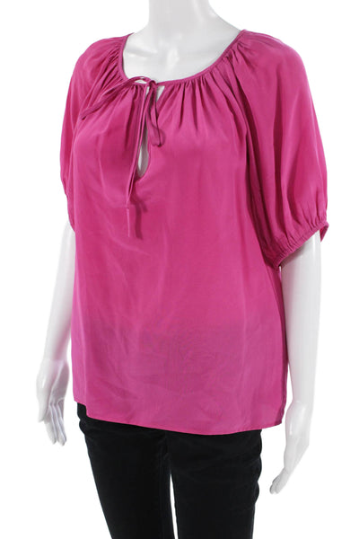 Fifteen Twenty Women Pink Silk Bohemian Blouse Short Sleeve Size S