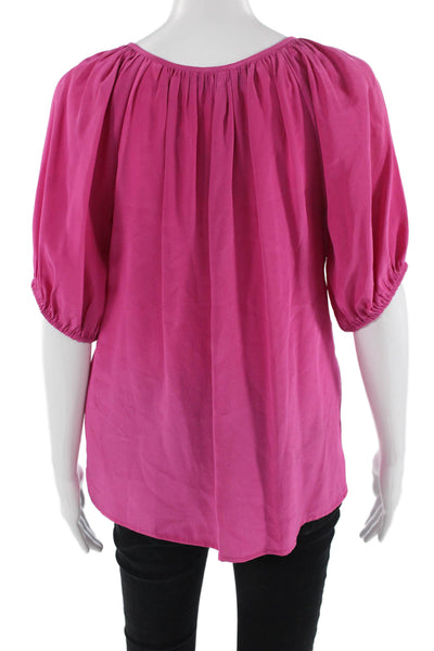 Fifteen Twenty Women Pink Silk Bohemian Blouse Short Sleeve Size S