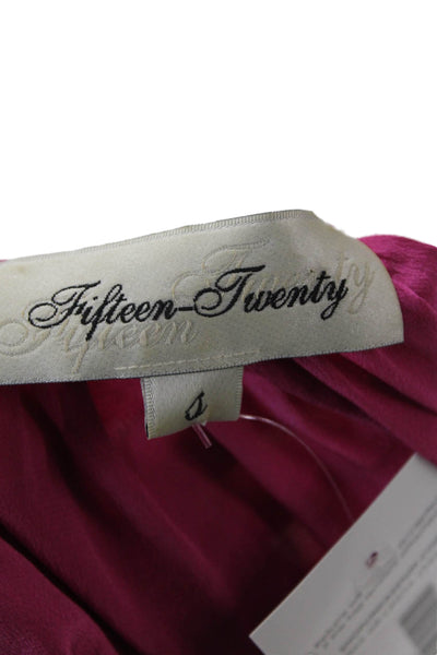 Fifteen Twenty Women Pink Silk Bohemian Blouse Short Sleeve Size S