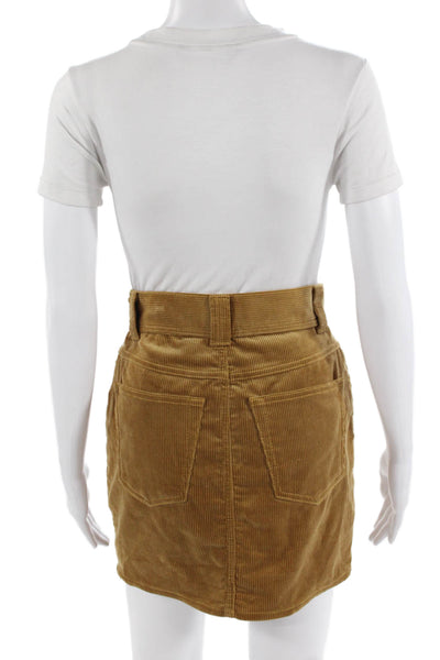 Re/Done Womens Mini Pencil Skirt Brown 100% Cotton Size 24