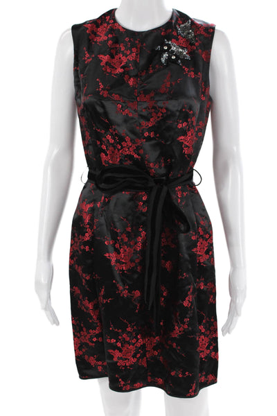Marc Jacobs Womens Black Floral Sheath Shift Dress Sleeveless Size 0