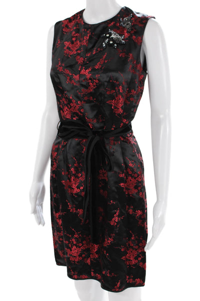 Marc Jacobs Womens Black Floral Sheath Shift Dress Sleeveless Size 0