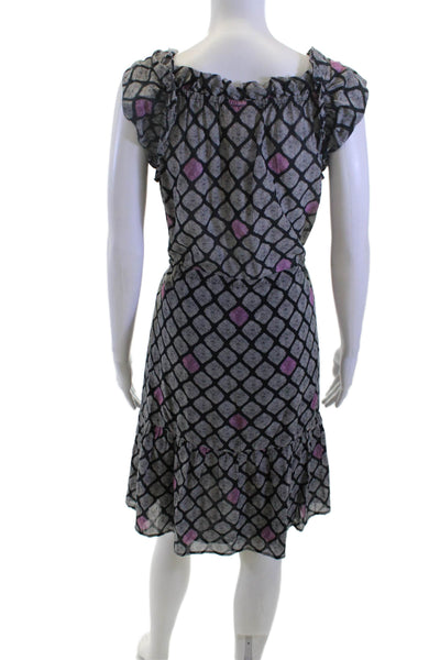 Figue Womens Blouson Sundress Black Argyle Boho Size XS