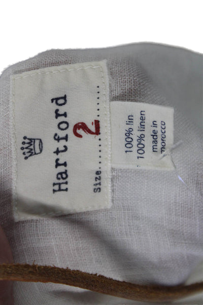 Hartford Women Shift Tank Dress White Linen Tie Neck Short Size 2