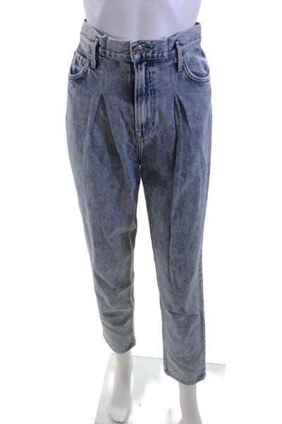 Grlfrnd Women Cropped Mom High Waist Blue Jeans Size 23