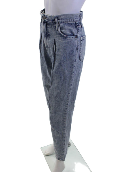 Grlfrnd Women Cropped Mom High Waist Blue Jeans Size 23