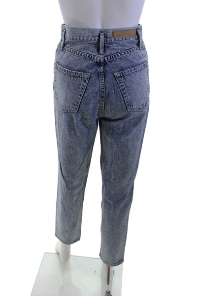 Grlfrnd Women Cropped Mom High Waist Blue Jeans Size 23