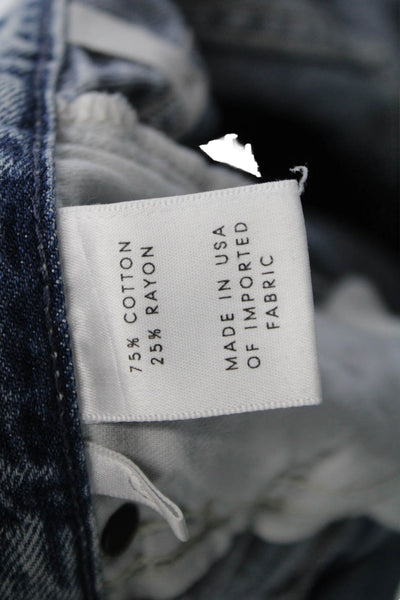 Grlfrnd Women Cropped Mom High Waist Blue Jeans Size 23