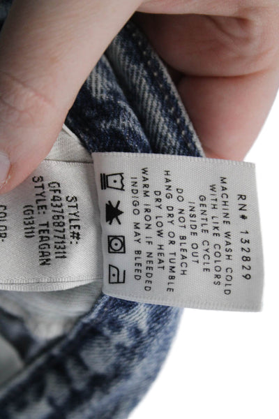 Grlfrnd Women Cropped Mom High Waist Blue Jeans Size 23