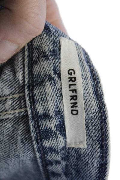Grlfrnd Women Cropped Mom High Waist Blue Jeans Size 23