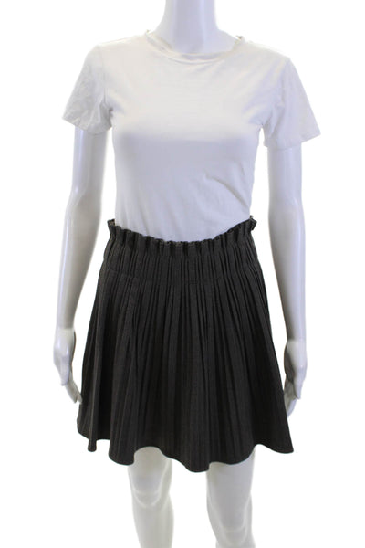 Zara Women A-Line Pleated Checked Skirt Dark Gray Size S