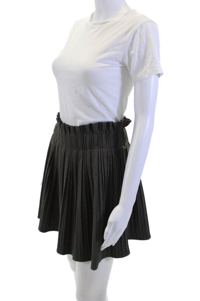 Zara Women A-Line Pleated Checked Skirt Dark Gray Size S