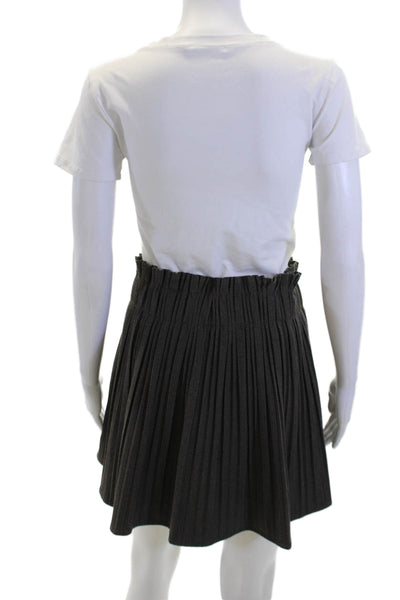 Zara Women A-Line Pleated Checked Skirt Dark Gray Size S