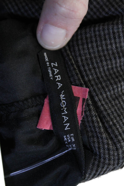 Zara Women A-Line Pleated Checked Skirt Dark Gray Size S