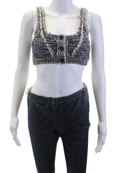 Re/Done Womens Gray Crop Top Sleeveless Round Neck Size XS