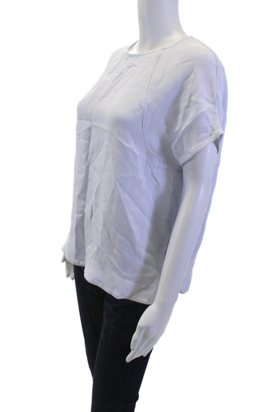 COS Women Basic White Rayon Crew Neck Short Sleeve Blouse Zip Size S