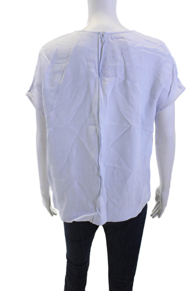 COS Women Basic White Rayon Crew Neck Short Sleeve Blouse Zip Size S