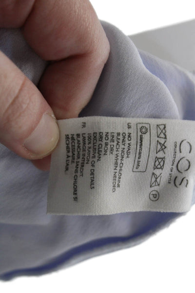 COS Women Basic White Rayon Crew Neck Short Sleeve Blouse Zip Size S